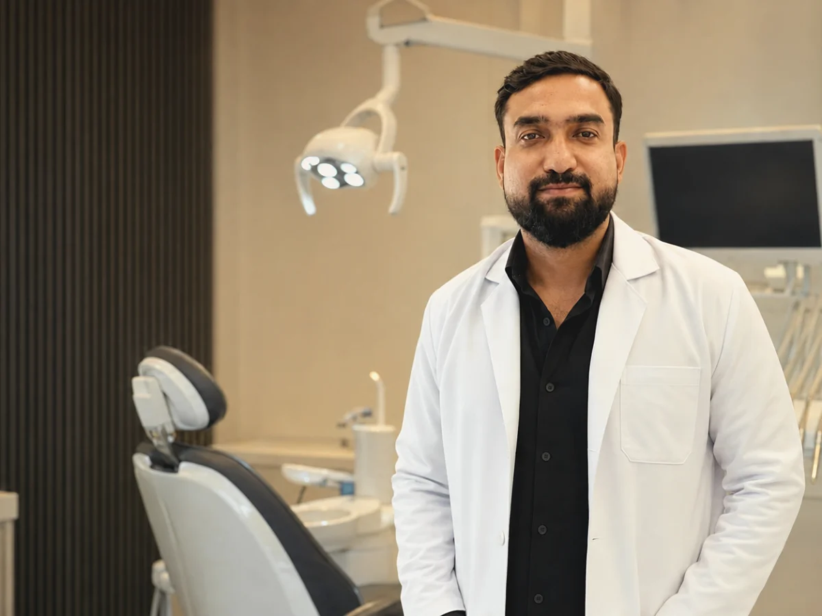 Dr Shantanu Rao, B.D.S., M.D.S., in the treatment room at Kiansh Dental Studio, Gomti Nagar Extension, Lucknow
