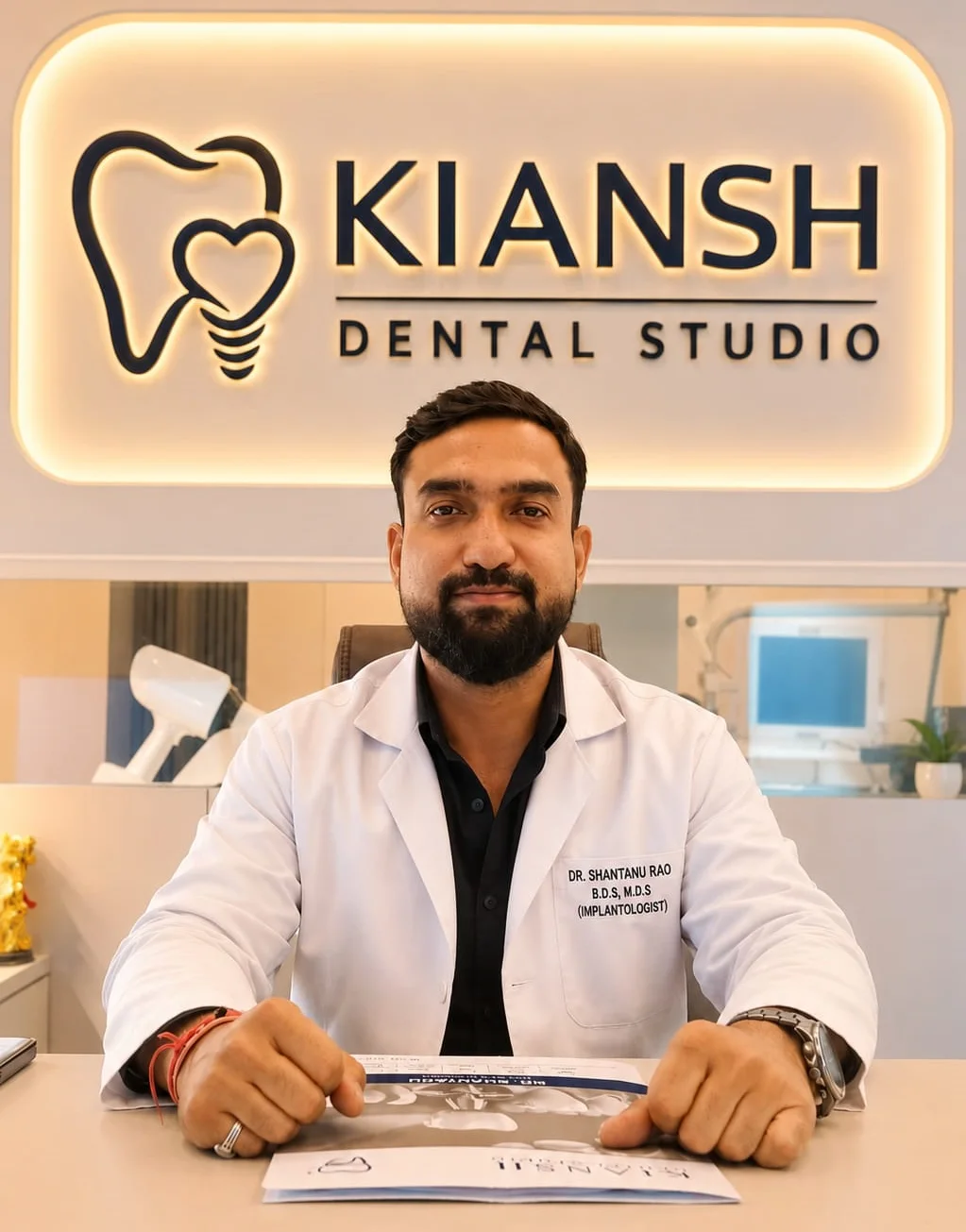 Dr Shantanu Rao at his consultation desk in Kiansh Dental Studio, Gomti Nagar Extension, Lucknow
